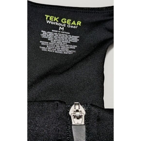 TEK GEAR, Workout Gear, Black Bra with front Zipper, Woman Size M - Picture 4 of 4
